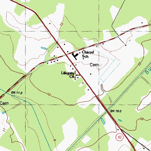 Topographic Map of Lifegate Church, NC