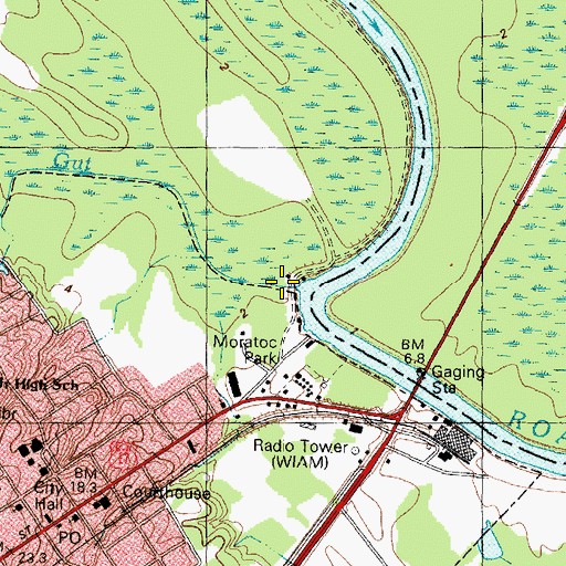 Topographic Map of Skewakee Gut, NC