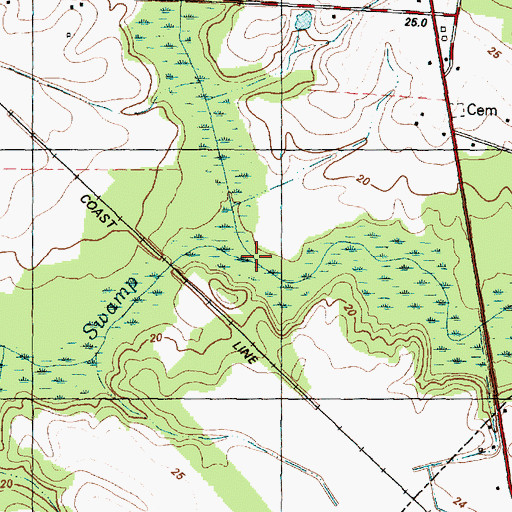 Topographic Map of Etheridge Swamp, NC