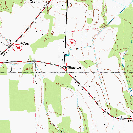 Topographic Map of Hugo Church, NC