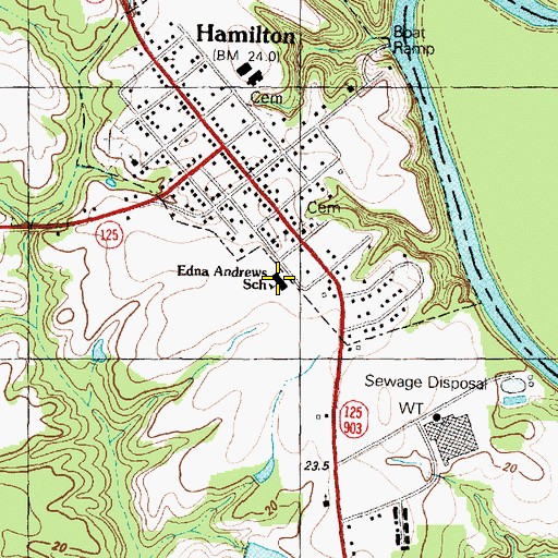 Topographic Map of Edna Andrews School, NC