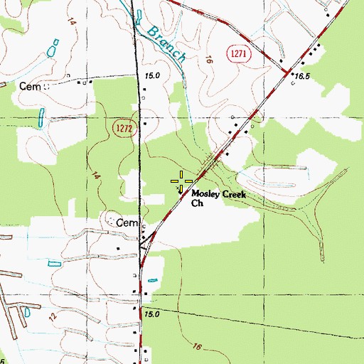 Topographic Map of Mosley Creek Church, NC