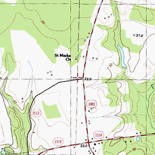 Topographic Map of Saint Marks Church, NC