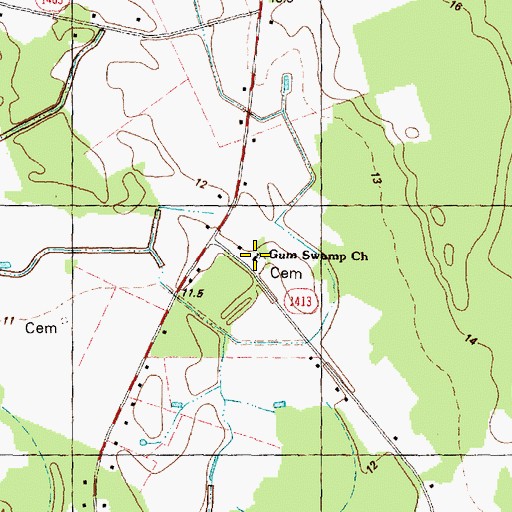 Topographic Map of Gum Swamp Church, NC