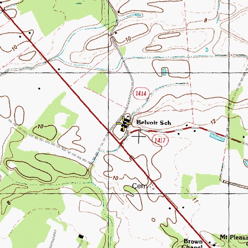 Topographic Map of Belvoir School, NC