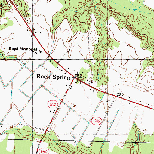 Topographic Map of Rock Spring, NC