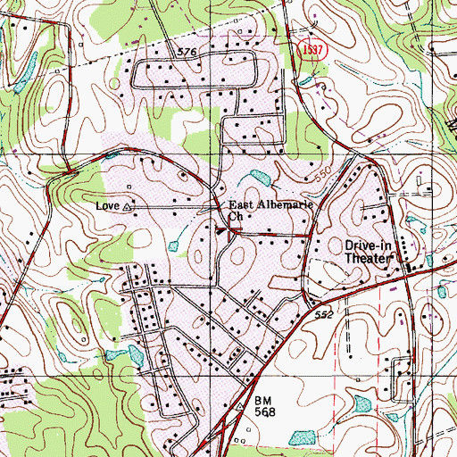 Topographic Map of East Albemarle Church, NC