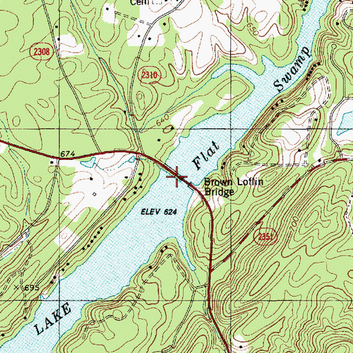 Topographic Map of Brown Loflin Bridge, NC