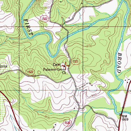 Topographic Map of Palmers Grove Church, NC