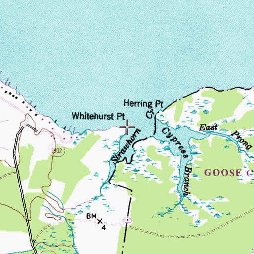 Topographic Map of Whitehurst Point, NC