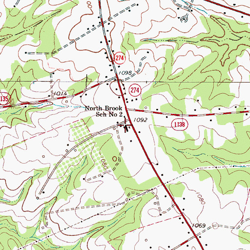 Topographic Map of North Brook Elementary School, NC