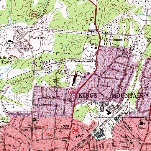 Topographic Map of North Elementary School, NC