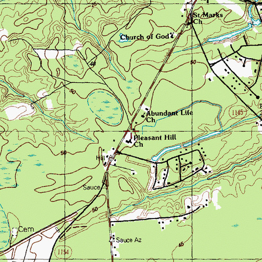 Topographic Map of Pleasant Hill Church, NC
