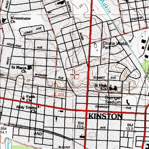 Topographic Map of Kinston Clinic, NC