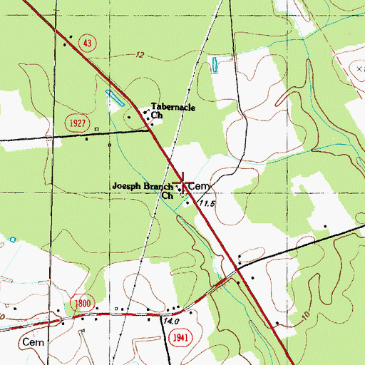 Topographic Map of Joseph Branch Church, NC
