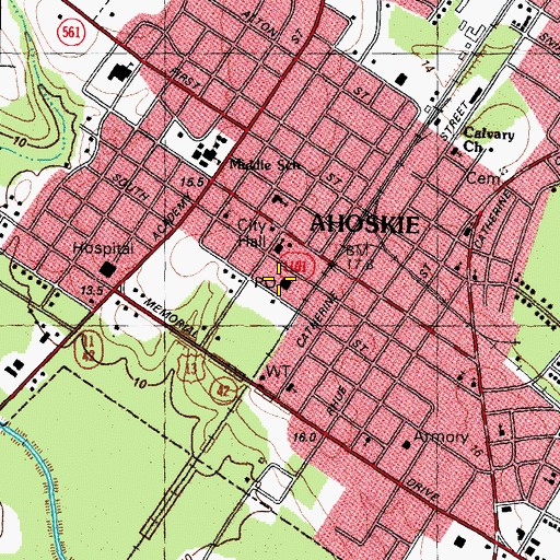 Topographic Map of Ahoskie Post Office, NC