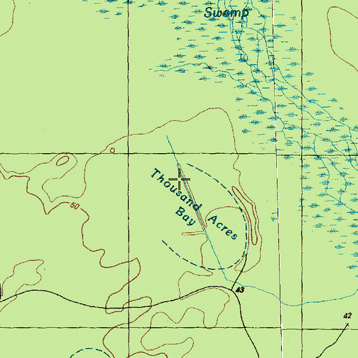 Topographic Map of Thousand Acres Bay, NC