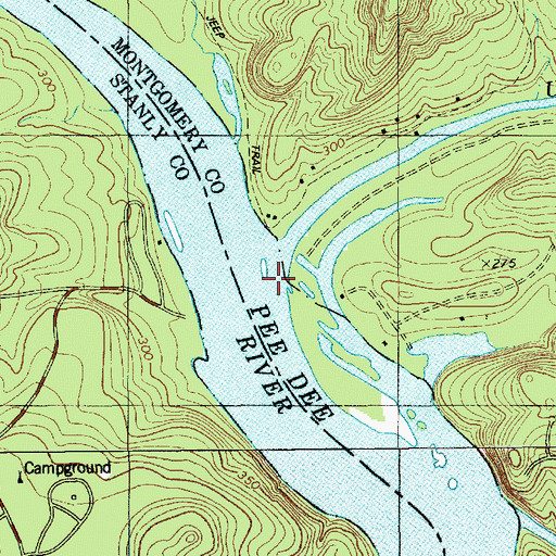 Topographic Map of Uwharrie River, NC