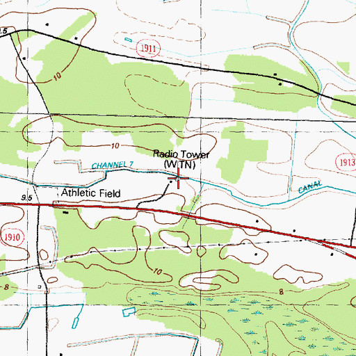 Topographic Map of WITN-FM (Washington), NC