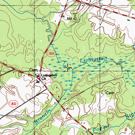 Topographic Map of Boggy Branch, NC