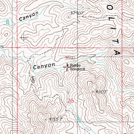 Topographic Map of Riddle Windmill, AZ