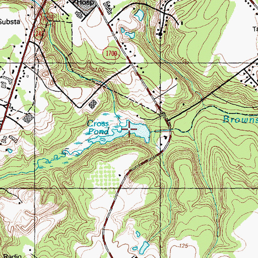 Topographic Map of Cross Pond, NC