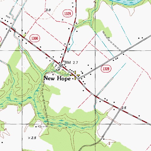 Topographic Map of New Hope, NC