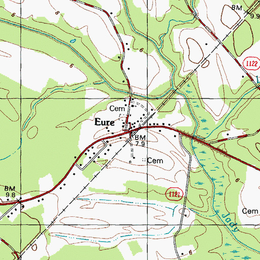 Topographic Map of Eure, NC