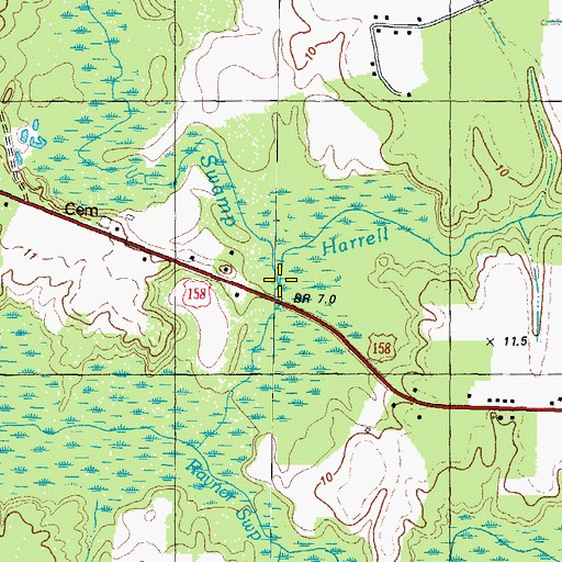 Topographic Map of Harrell Swamp, NC