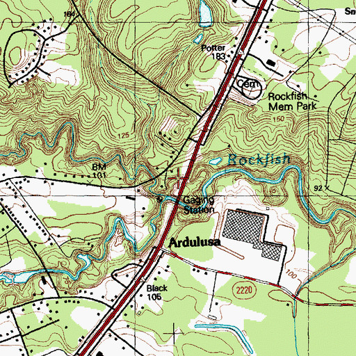 Topographic Map of Little Rockfish Creek, NC