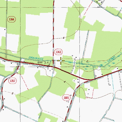 Topographic Map of Newland Drainage Canal, NC