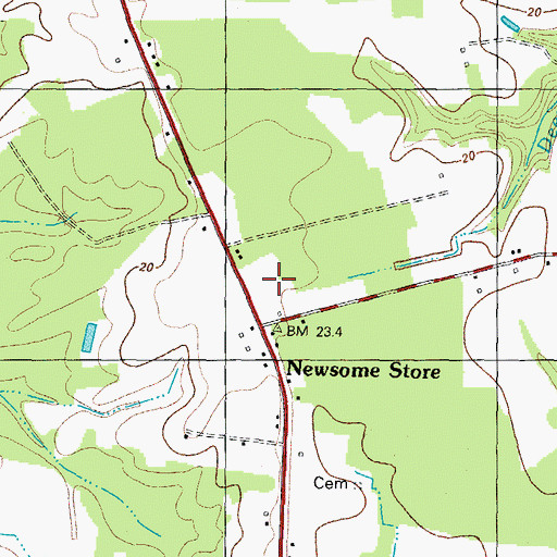 Topographic Map of Newsome Store, NC