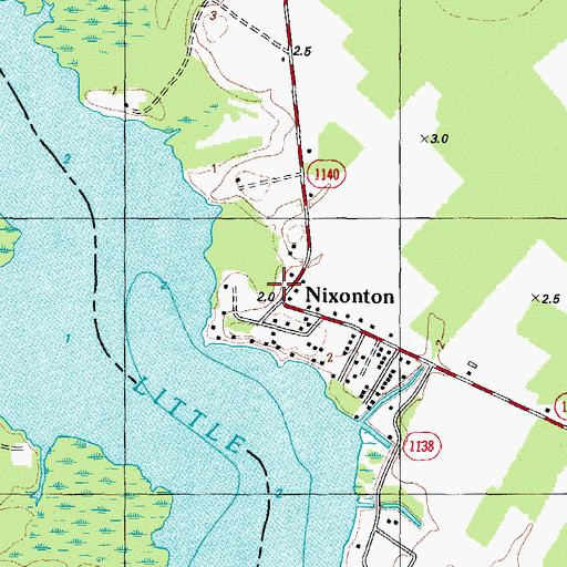Topographic Map of Nixonton, NC