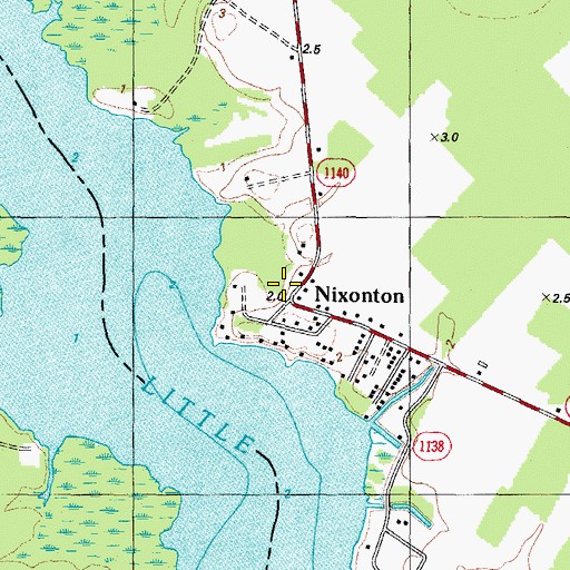 Topographic Map of Nixonton, NC
