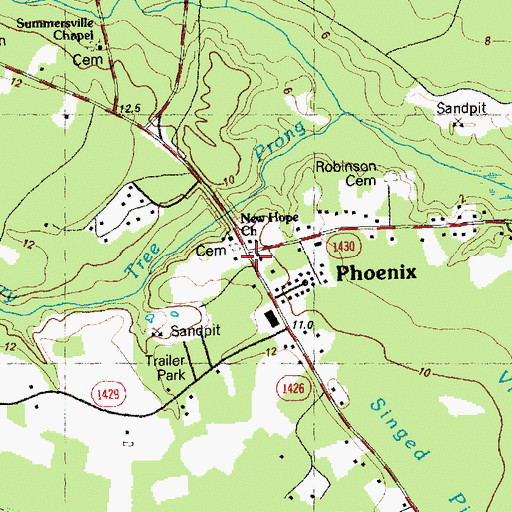 Topographic Map of Phoenix, NC