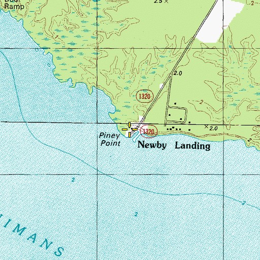 Topographic Map of Piney Point, NC