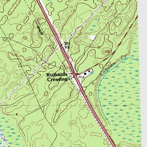 Topographic Map of Richards Crossing, NC