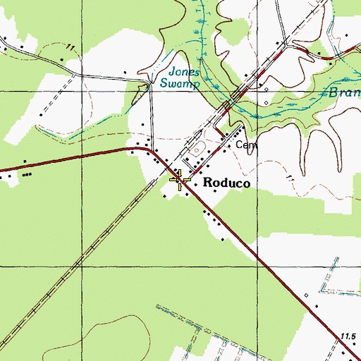 Topographic Map of Roduco, NC