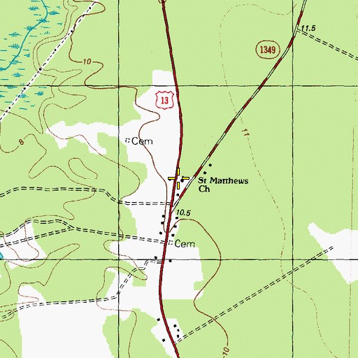 Topographic Map of Saint Matthews Church, NC