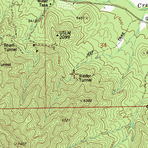 Topographic Map of Rieder Tunnel, AZ