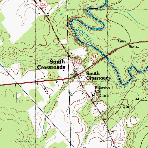 Topographic Map of Smith Crossroads, NC