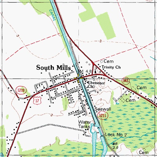 Topographic Map of South Mills, NC