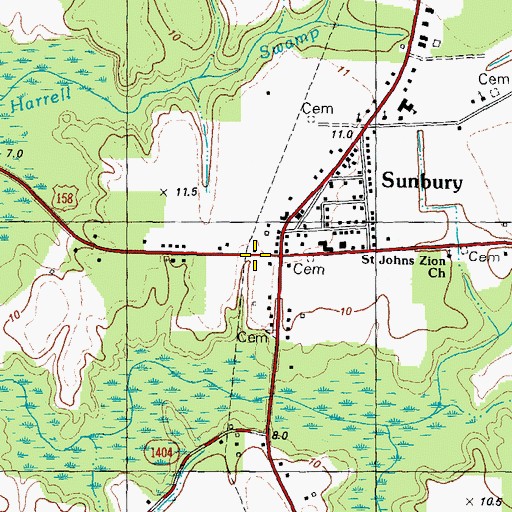 Topographic Map of Sunbury, NC