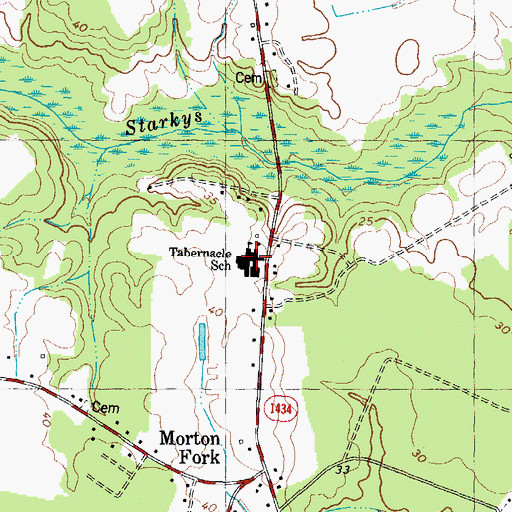 Topographic Map of Tabernacle School, NC