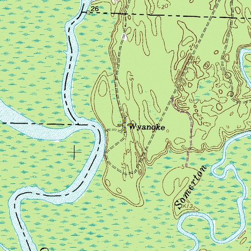 Topographic Map of Wyanoke, NC