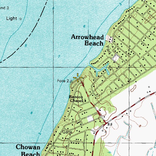 Topographic Map of Arrowhead Beach, NC