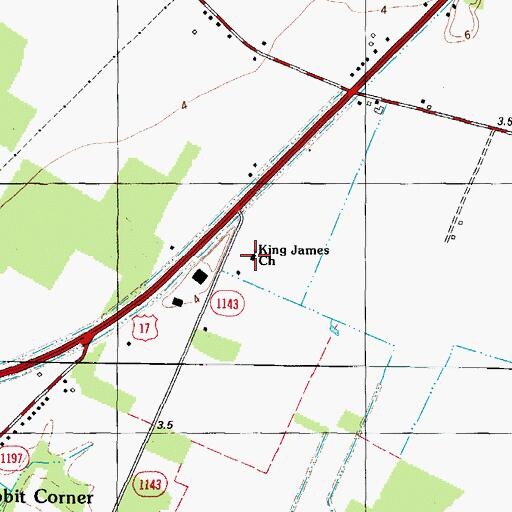 Topographic Map of King James Church, NC