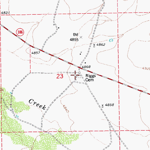 Topographic Map of Riggs Cemetery, AZ