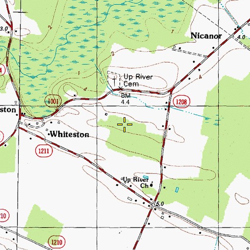 Topographic Map of Whiteston, NC