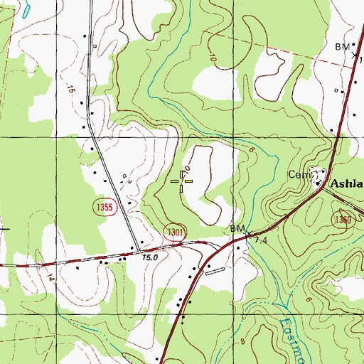 Topographic Map of Ashland, NC